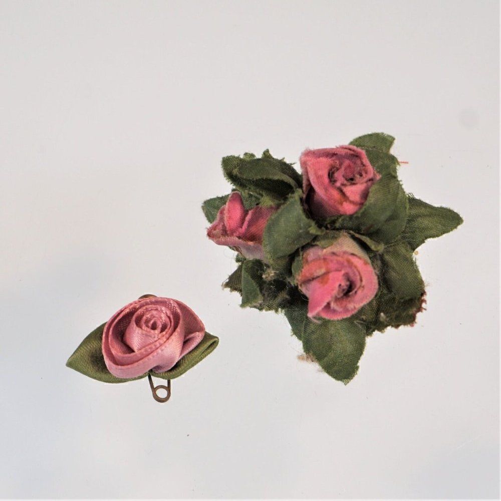 Vintage Rosettes Rose Flower Bud Brooch Pin Accessories Embellishments